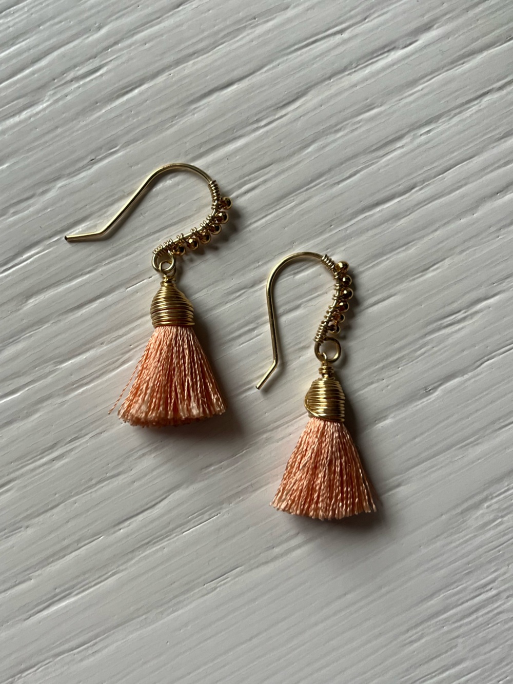 Pink and Gold Tassel Drop Earrings